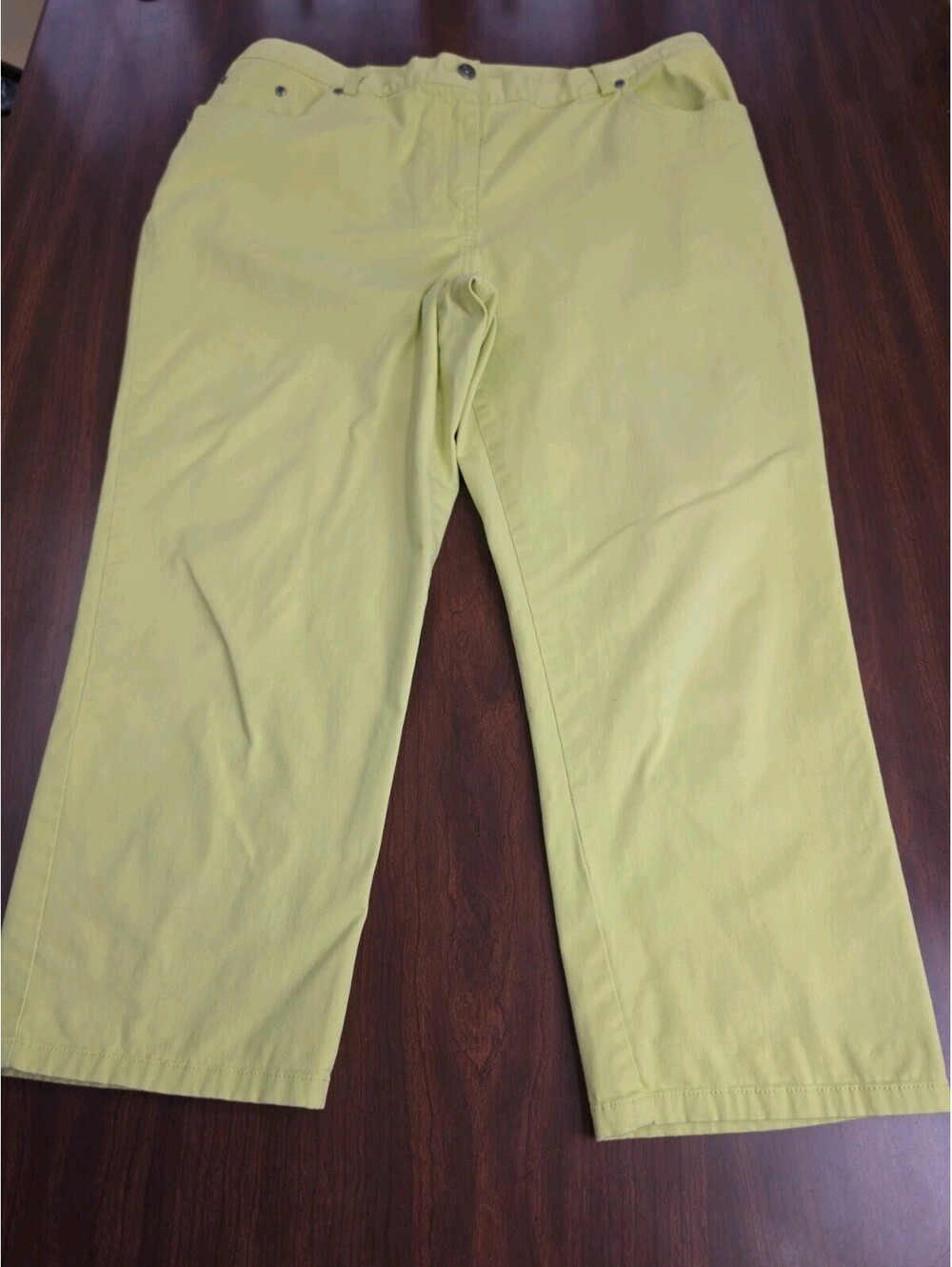 Ruby Rd Favorites Size 14 Lime Green Crop Pants Cotton Stretch Casual Neon Pop